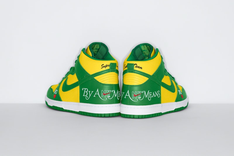Supreme Nike Dunk High Sneakers Collaboration Green Yellow