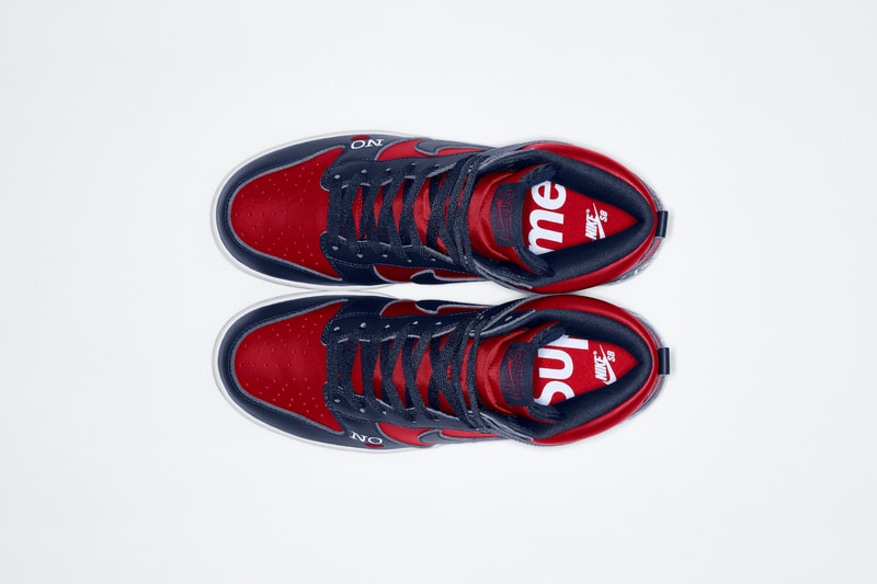 Supreme Nike Dunk High Sneakers Collaboration Red Navy Blue