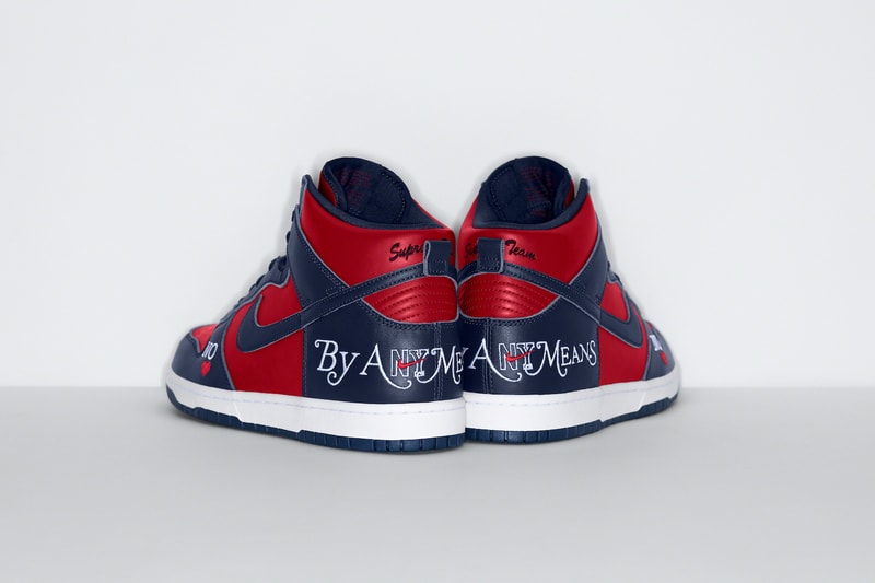 Supreme Nike Dunk High Sneakers Collaboration Red Navy Blue