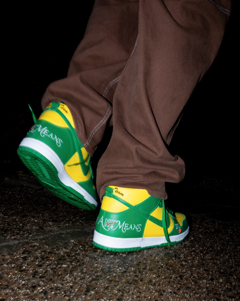 Supreme Nike Dunk High Sneakers Collaboration Green Yellow