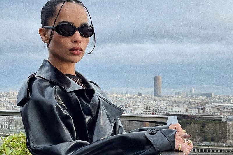 Zoë Kravitz Poses in Front of the Eiffel Tower in an All-Black Fit
