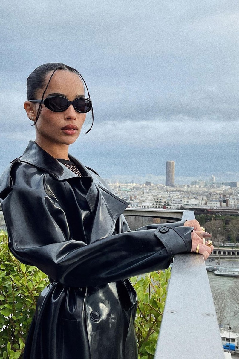 Zoë Kravitz Saint Laurent Batman Paris Outfit Black Coat Anthony Vaccarello Info