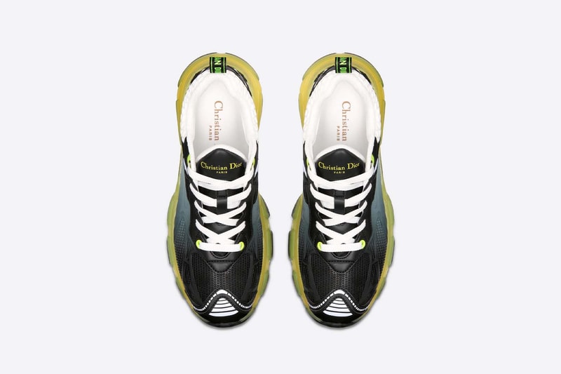 Christian Dior Vibe Sneaker White Mesh Black Calfskin Florescent Yellow Release Info