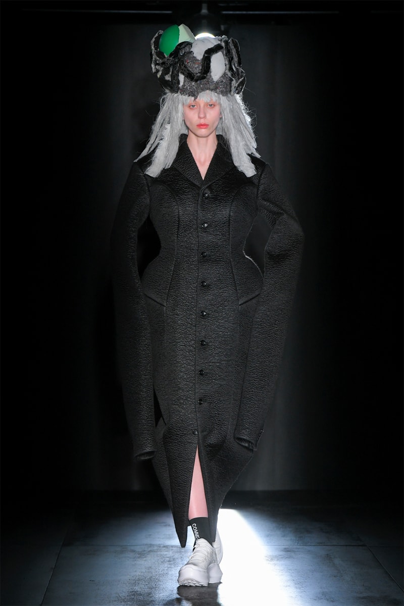 comme des garcons fall winter collection salomon pulsar platform tokyo runway show oversized coat black