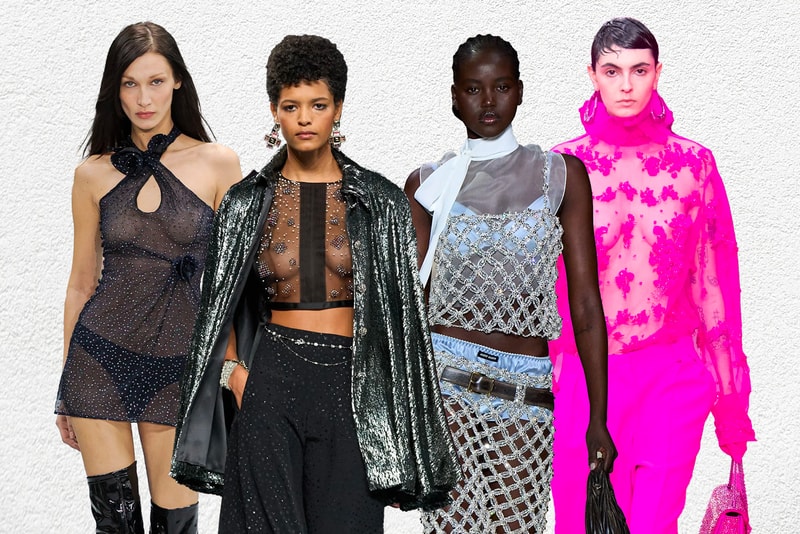 FW22 Fashion Runway Trend Report See-Through Bella Hadid Chanel Miu Miu Coperni Valentino