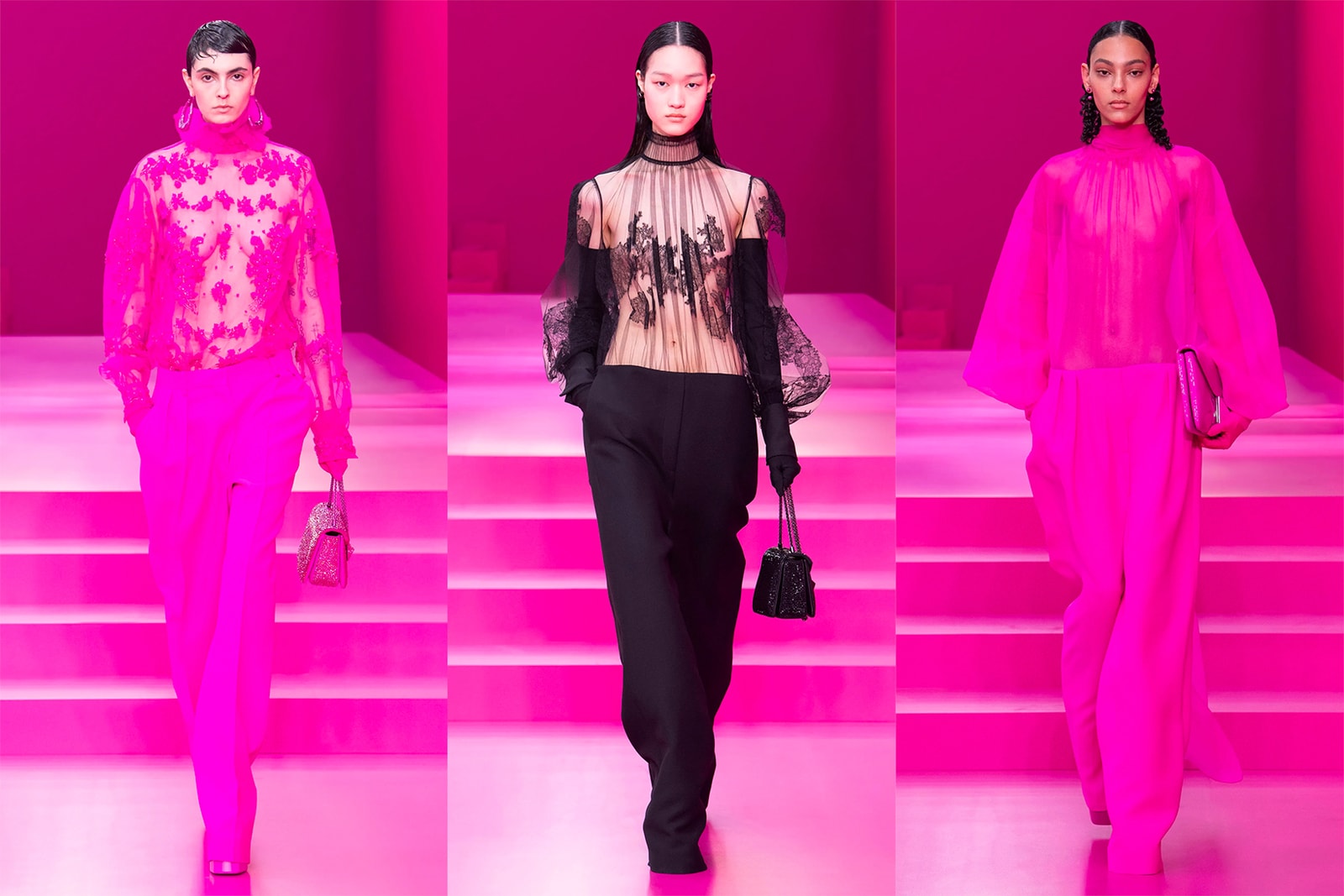 FW22 Fashion Runway Trend Report See-Through Bella Hadid Chanel Miu Miu Coperni Valentino