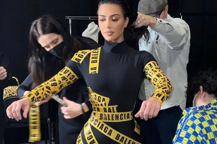 Kim Kardashian Offers a BTS Look at Her Balenciaga Tape Fit