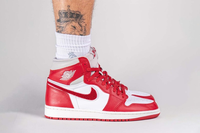 Nike Air Jordan 1 High OG Women's Chenille Varsity Red On Foot Photos Price Release Date