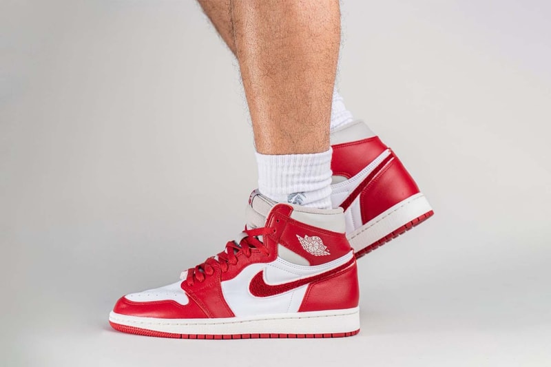 Nike Air Jordan 1 High OG Women's Chenille Varsity Red On Foot Photos Price Release Date