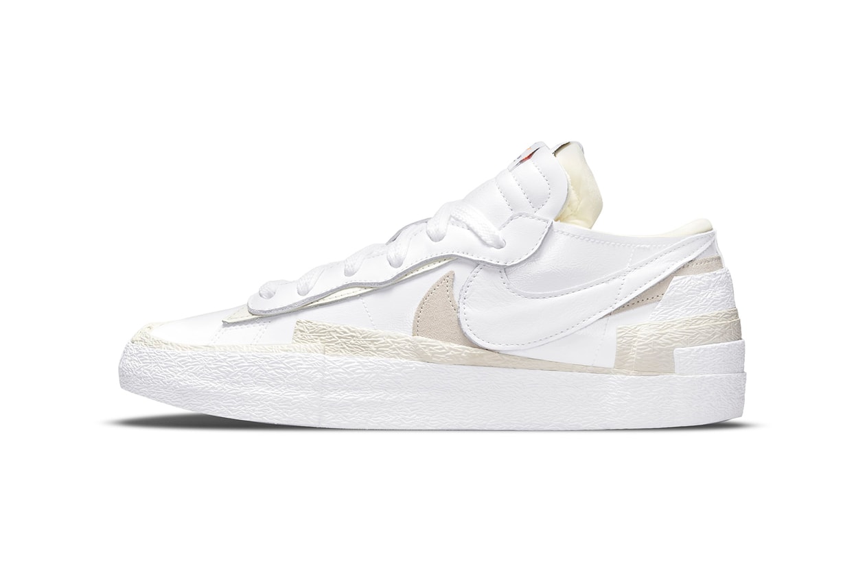 sacai Nike Blazer Low White Black Patent Leather telfar Lavendar Shopping Bag