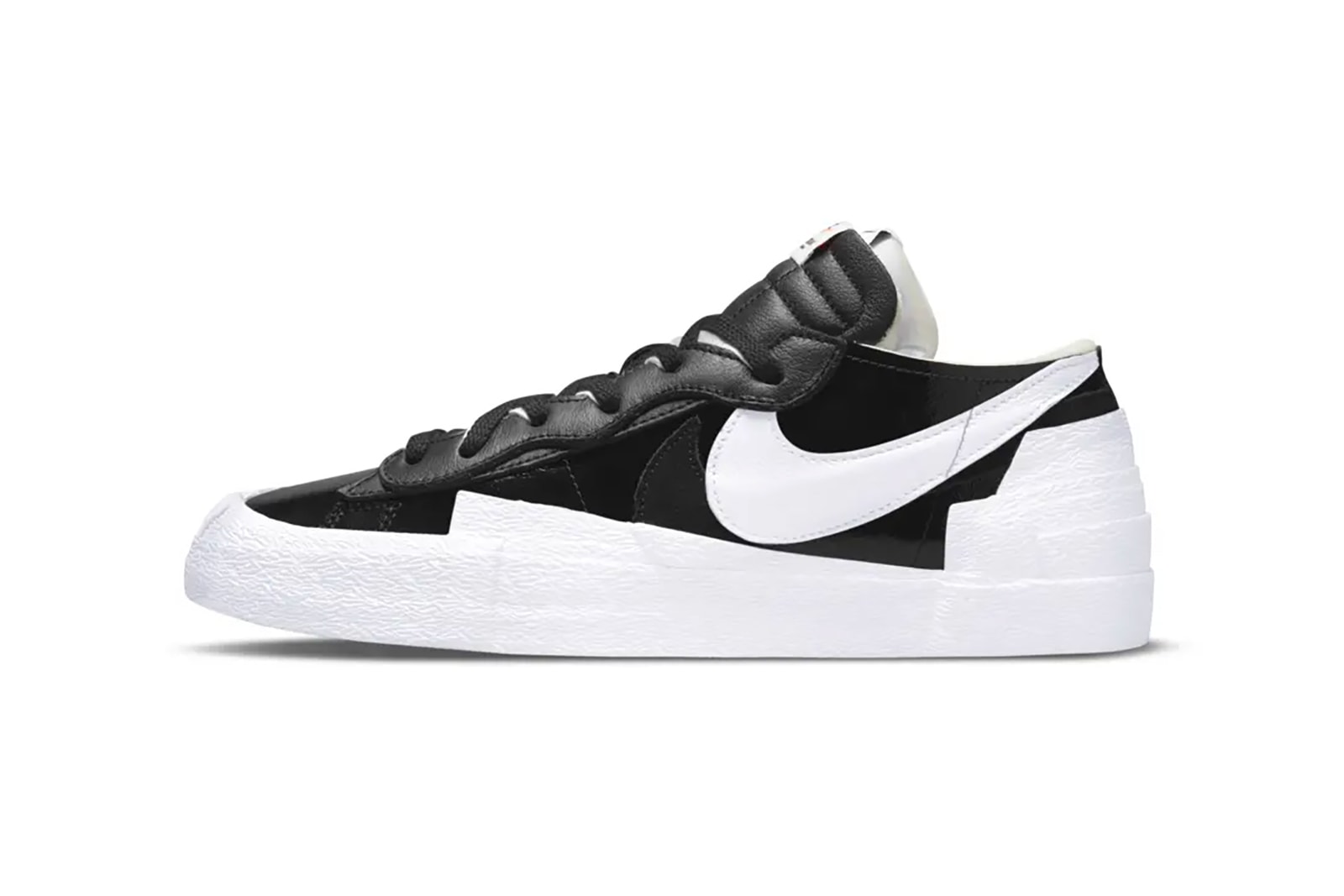sacai Nike Blazer Low White Black Patent Leather telfar Lavendar Shopping Bag