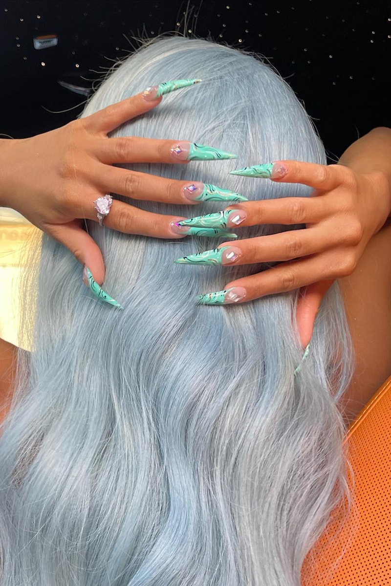 Saweetie Icy Blue Hair Hairstyle Color Rolls Royce Car 