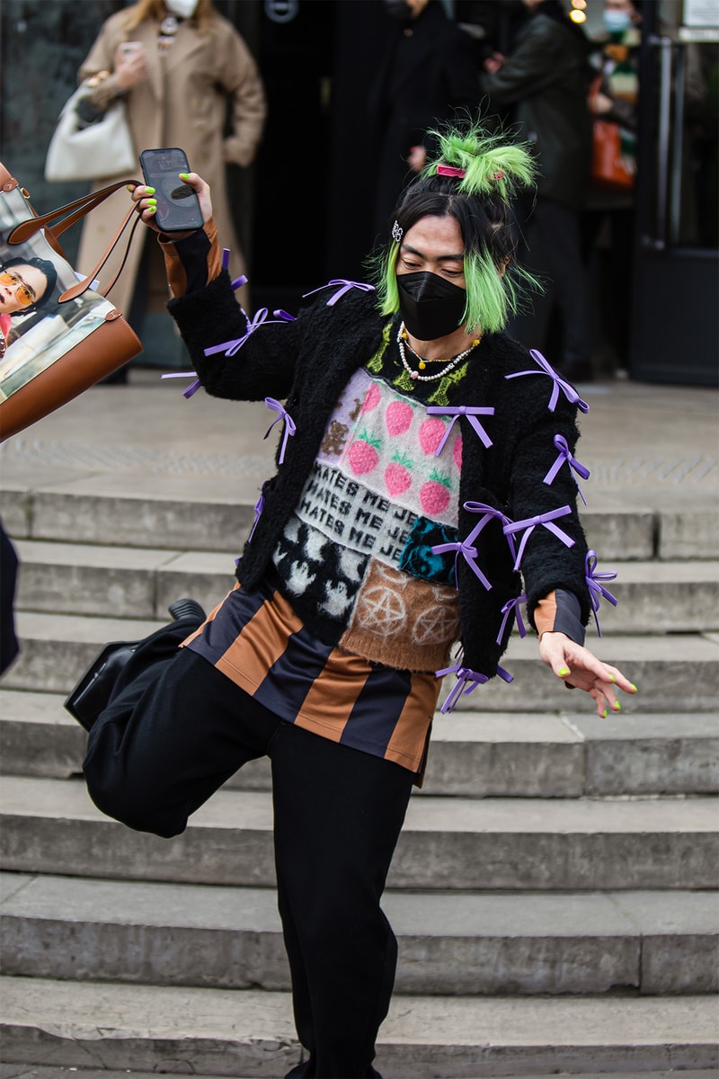 paris fashion week street style fall winter louis vuitton chanel patchwork sweater