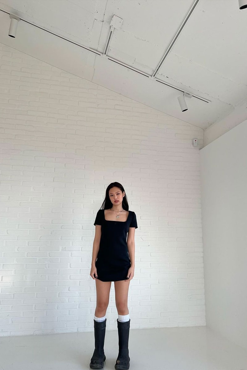 BLACKPINK Jennie Outfit Black Dress Courreges Balenciaga Crocs Boots Outfit Info