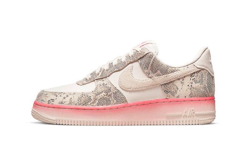 Nike Air Force 1 Low Pink Snakeskin Womens Sneakers Footwear Kicks Shoes Beige