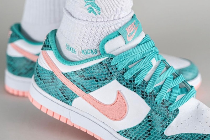 Nike Dunk Low Teal Pink Snakeskin Sneakers Footwear Kicks Shoes