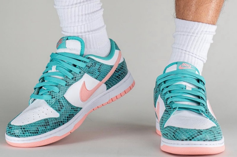 Nike Dunk Low Teal Pink Snakeskin Sneakers Footwear Kicks Shoes