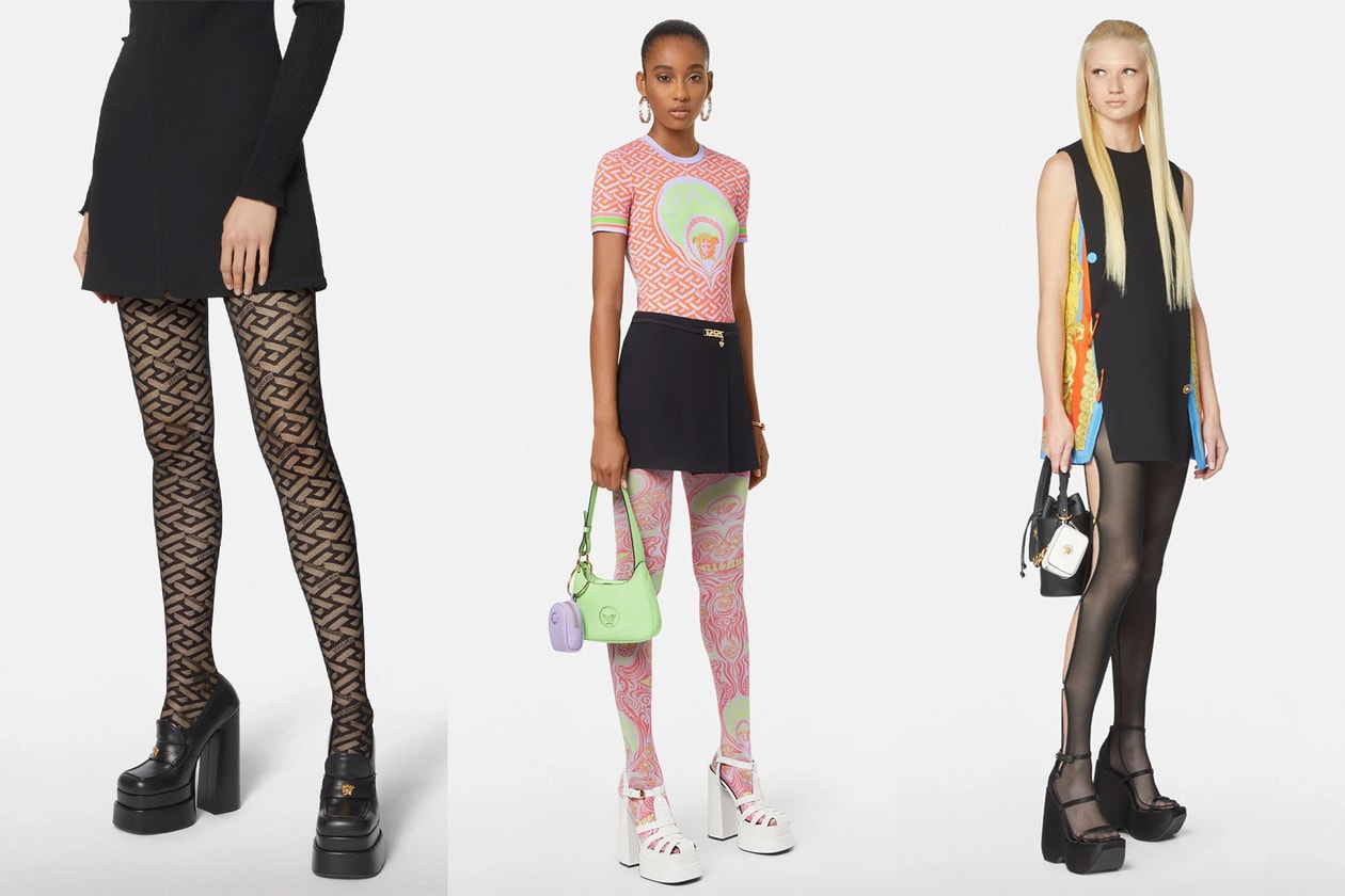 Colorful Tights Graphic Printed Stockings Leggings Trend 2000s Y2K Style Versace Blumarine Dua Lipa 