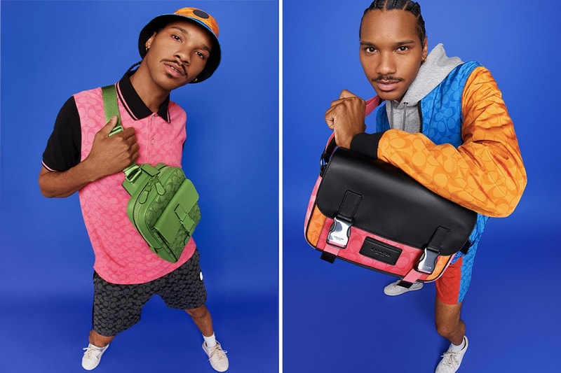 coach outlet summer signature collection accessories bold colors vibrant shades coated canvas calf leather daily staple bright blue neon green light orange sport purple miami red