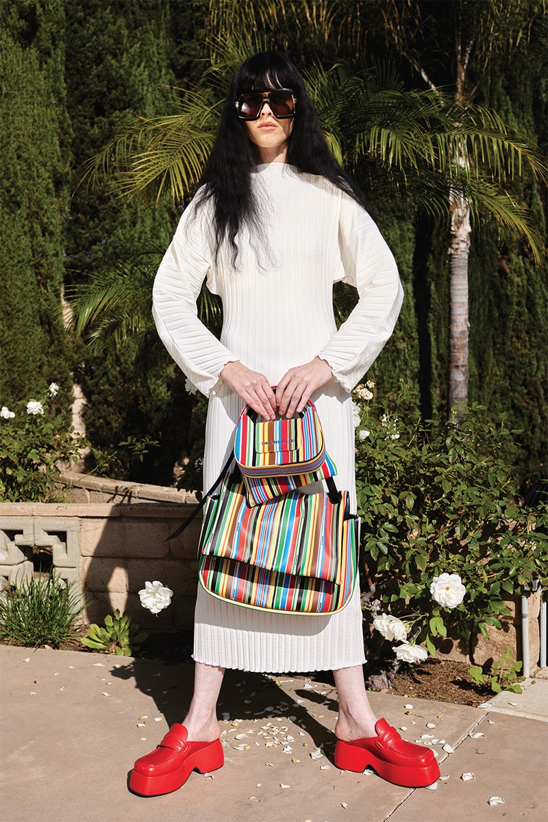 simon miller the hustle pre-fall 2022 los angeles sequin dresses bucket hats stretch dresses platform wedges sandals thong heels