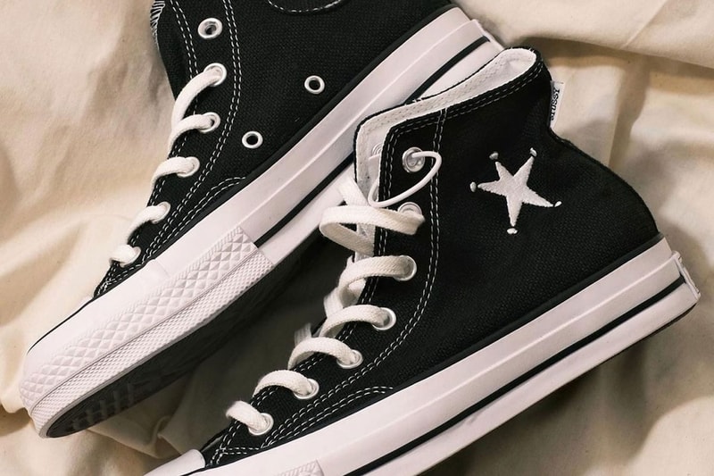 Stussy Converse Chuck 70 Hi Collaboration Sneakers Shoes Kicks Footwear Black White 