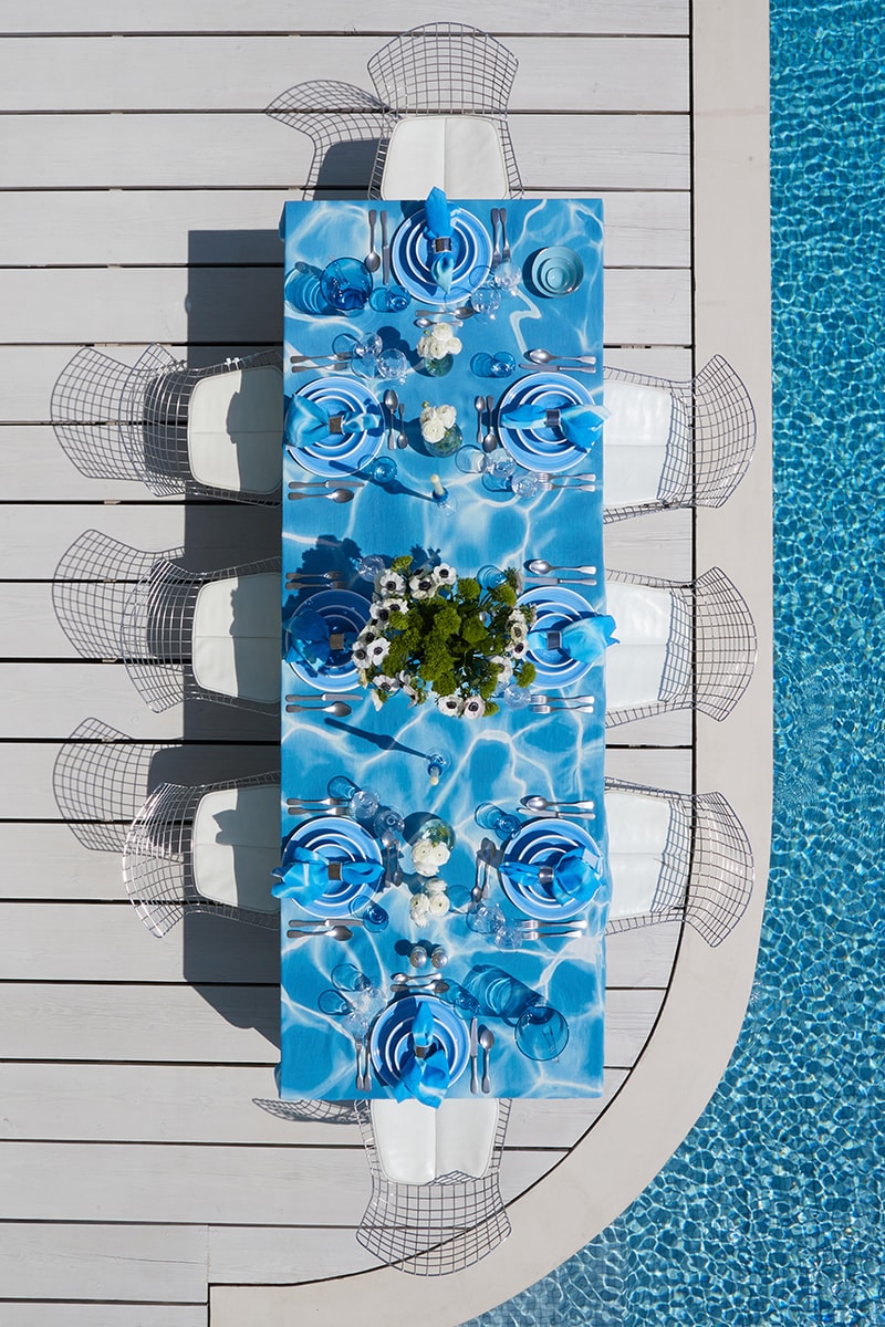 Summerill and Bishop La Piscine Swimming Pool Linen Table Cloth Napkin Collection Summer Table Picnic
