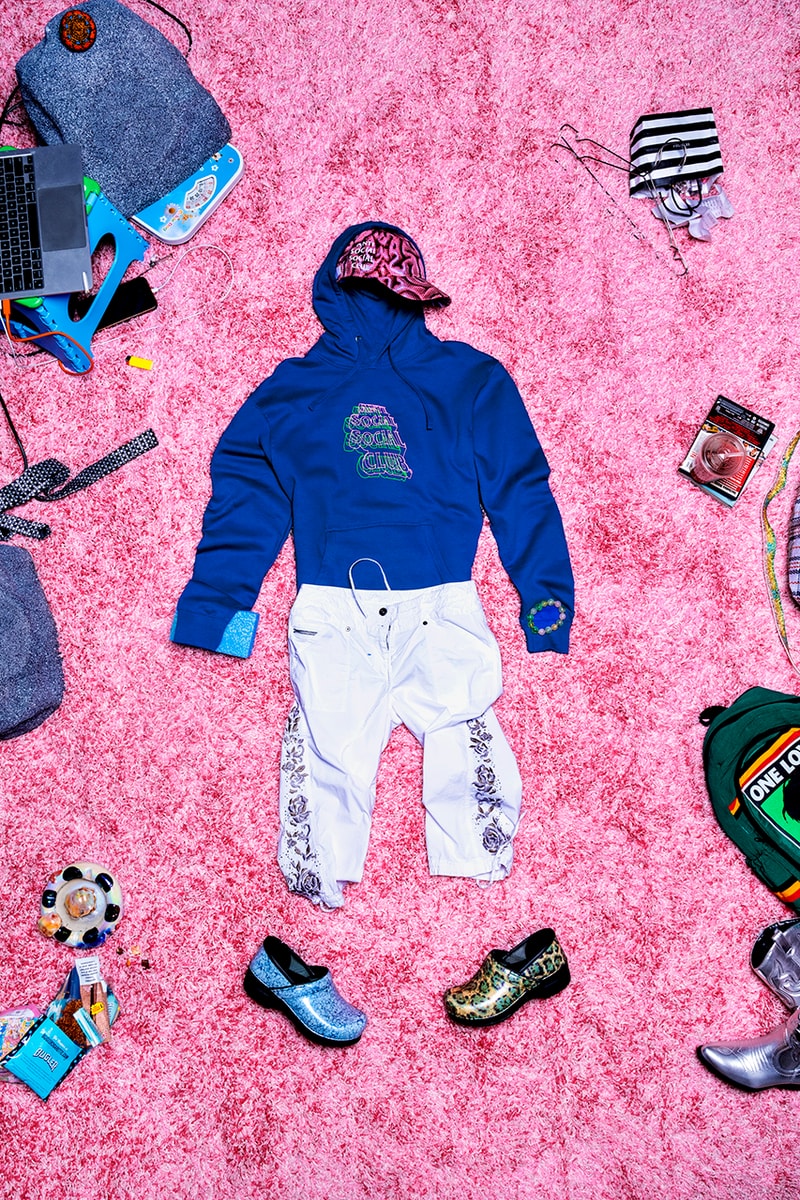 anti social social club fall winter 2022 collection 90s-inspired hoodies fanny packs shorts denim pants socks caps