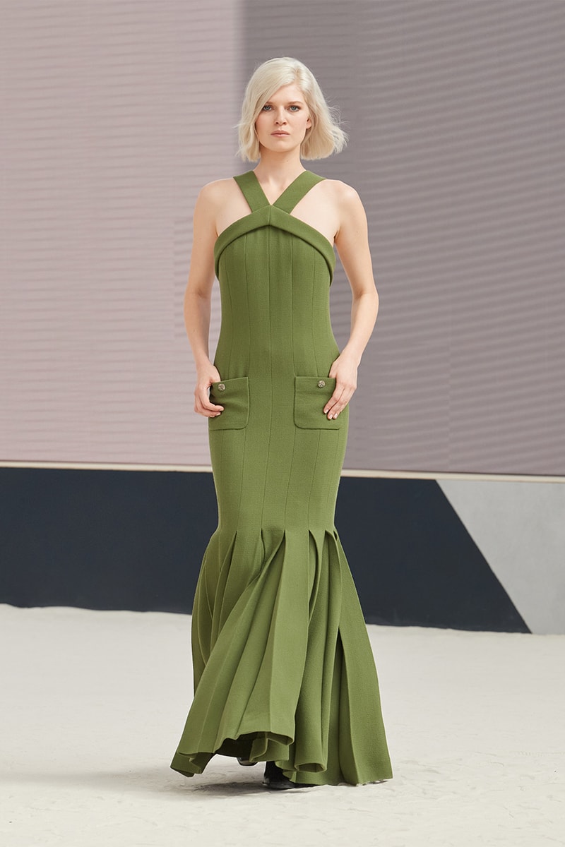 green chanel dress Chanel Vintage 97P Lime Green Mini Dress with Pocket Detail Size FR 38   Sellier