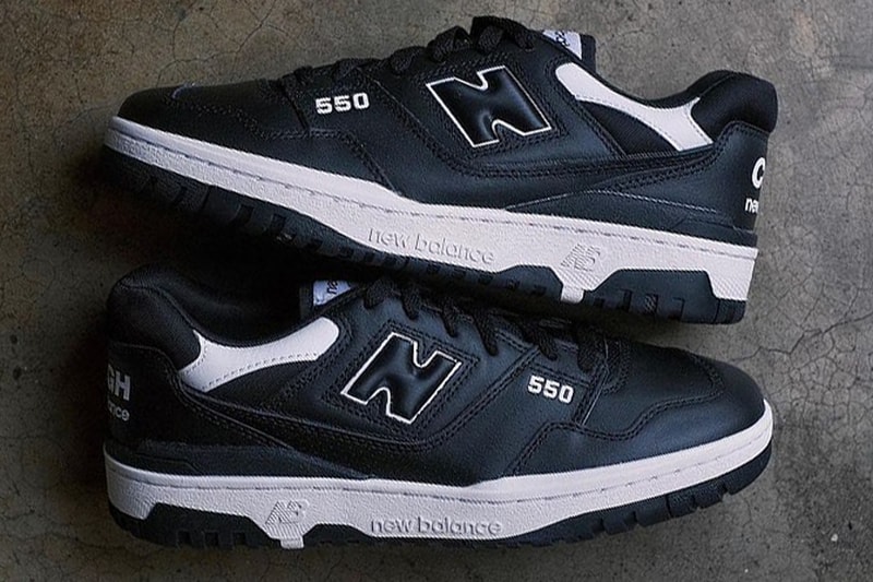 COMME des GARÇONS Homme New Balance 550 Collaboration Black Sneakers Release Images