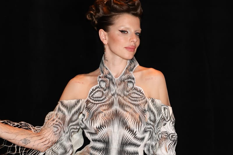 Julia Fox Returns to Paris in a Bold, Trippy Dress for Couture Week