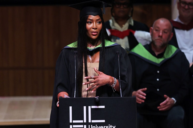 Naomi Campbell PhD Fashion University Creative Arts London Royal Festival Hall Ceremony Cap Gown