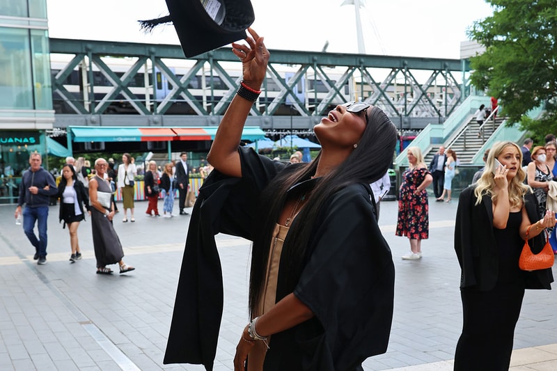 Naomi Campbell PhD Fashion University Creative Arts London Royal Festival Hall Ceremony Cap Gown