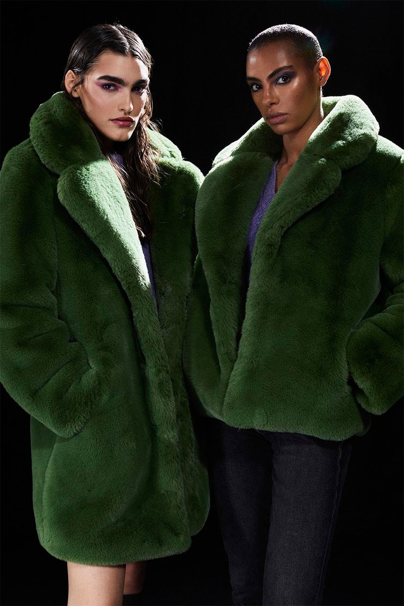 Apparis fall/winter 2022 bold escape faux fur jackets leather bomber jackets plaid overcoats puffer vests 