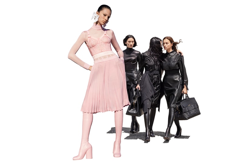 burbery fall winter inez and vinoodh campaign collection trench coats dress leather bodysuits skirts lola bag riccardo tisci