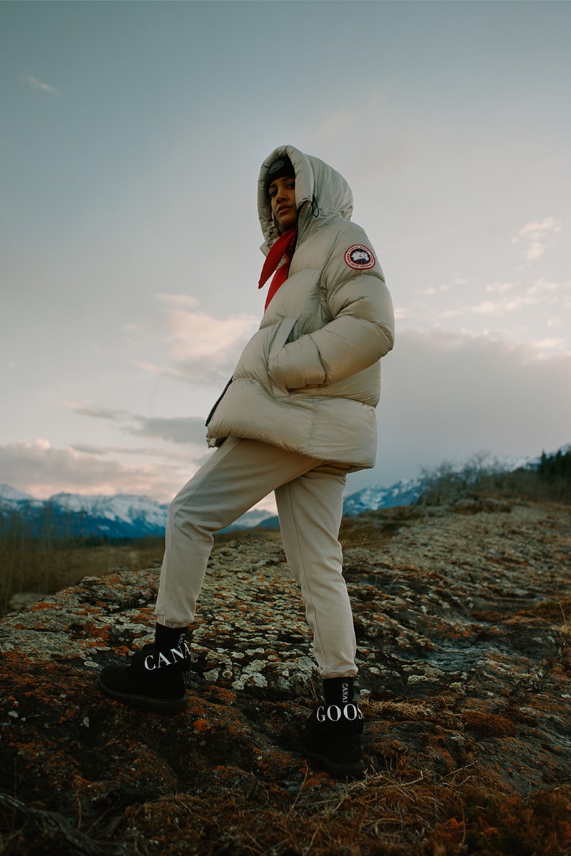 cole sprouse canada goose fall/winter 2022 campaign live in the open jackets outerwear hoodies crewnecks boots