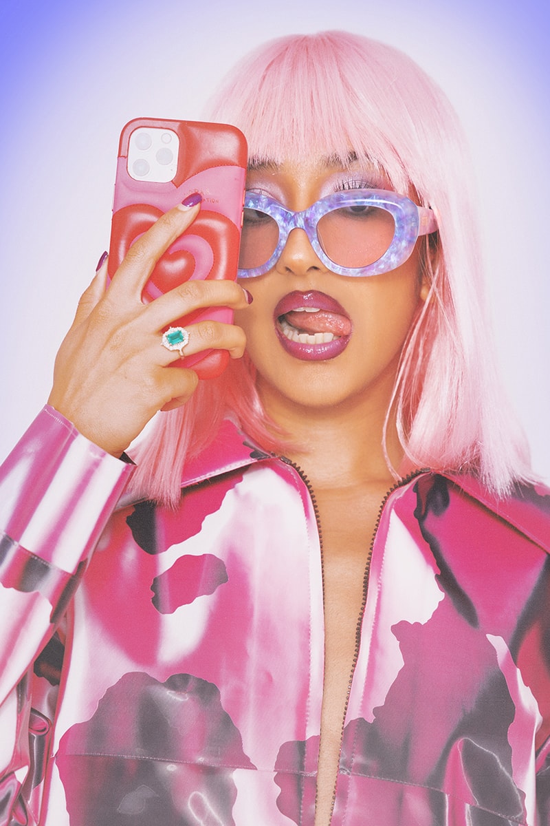 Raveena Bonnie Clyde sunglasses eyewear collaboration purple frames