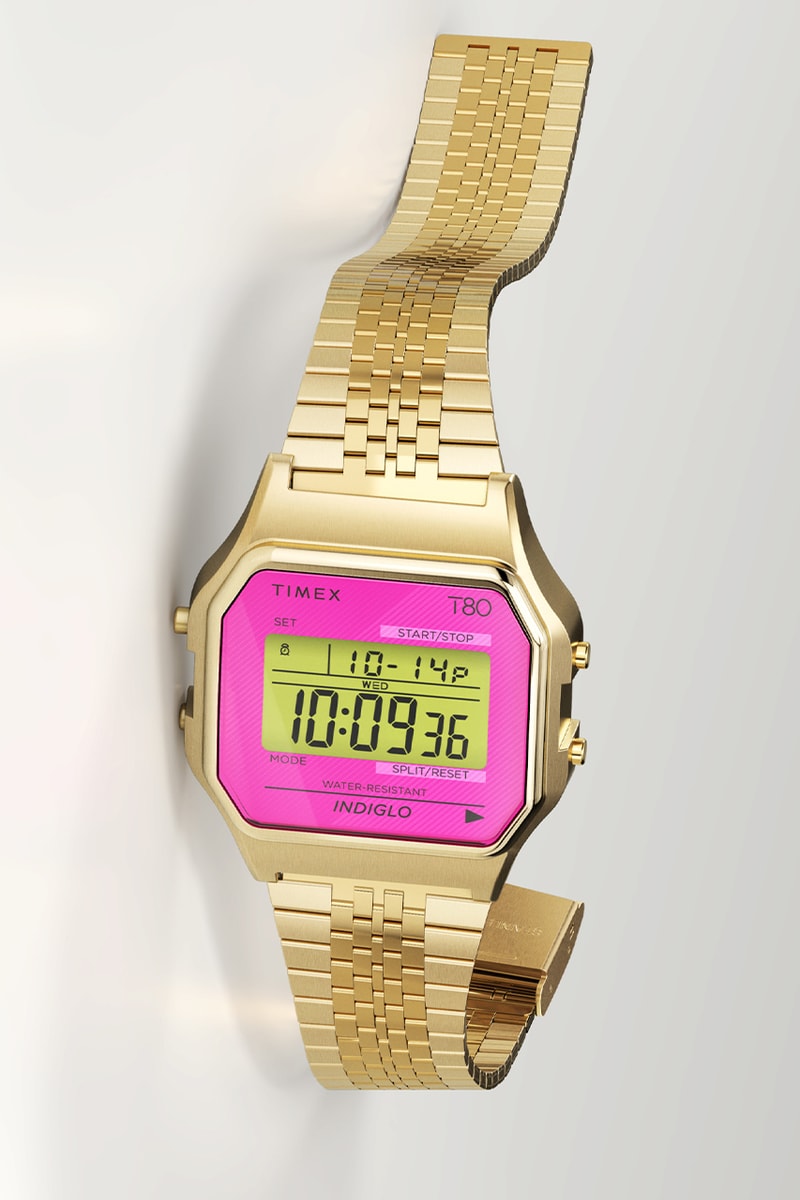 Timex Group T80 Watch Liquid Gold Neon Colorways Green Blue Pink