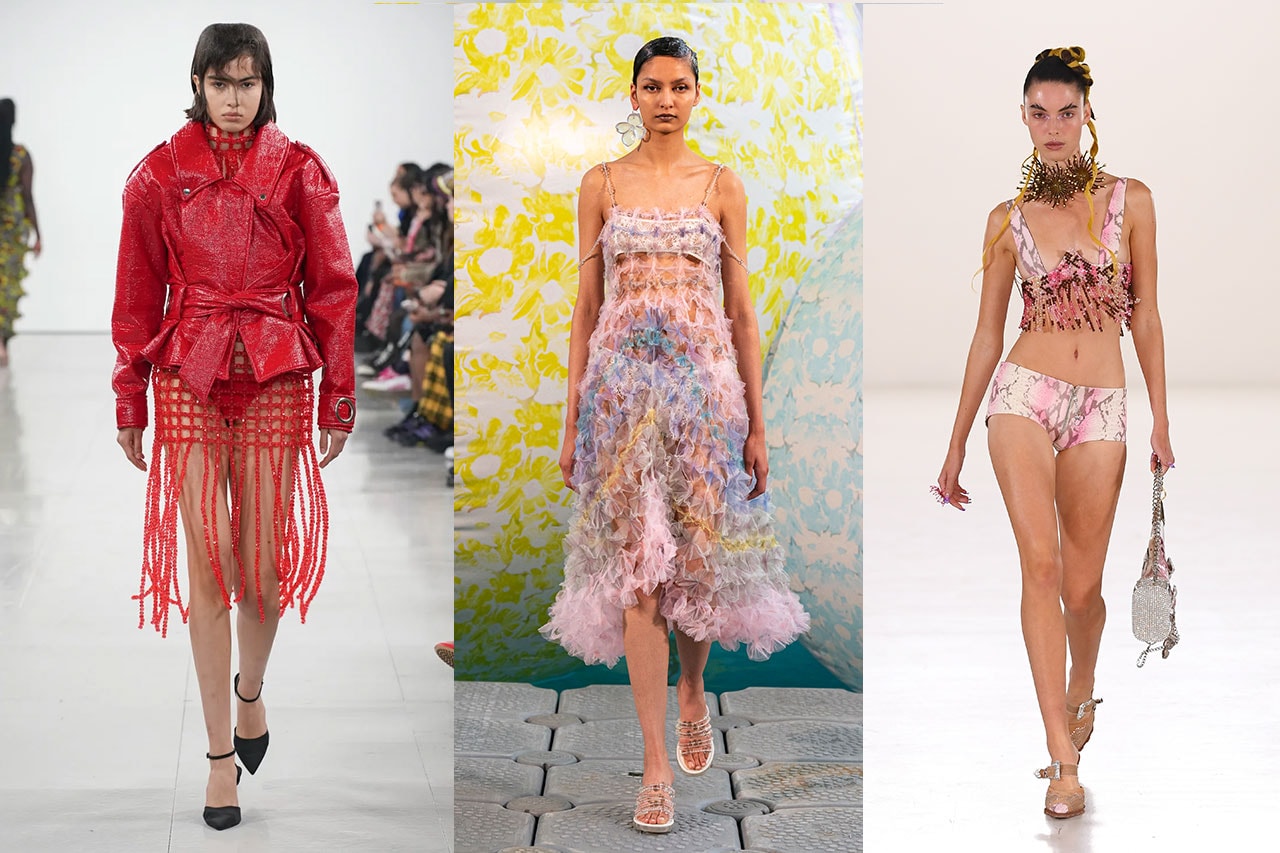 Trends London Fashion Week runway motor sports metallic overlay cut