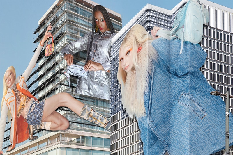 diesel fall/winter 2022 larger than life collection denim outerwear skirts shoes dresses 