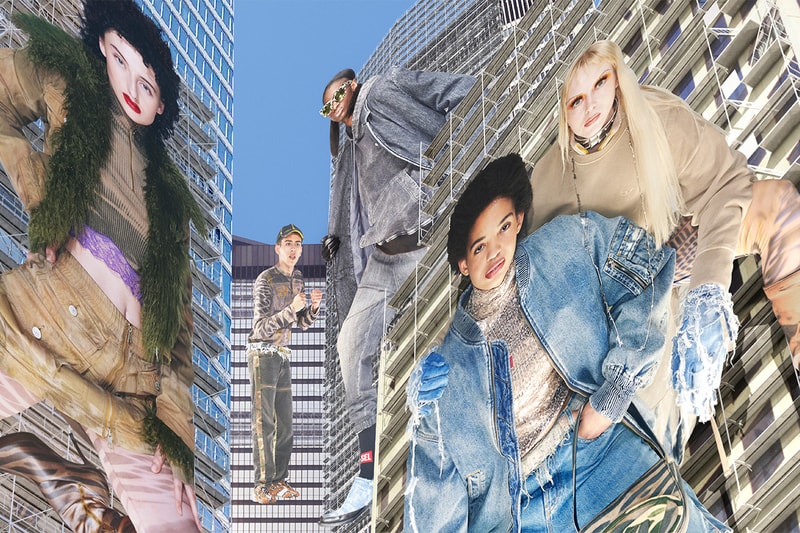 diesel fall/winter 2022 larger than life collection denim outerwear skirts shoes dresses 