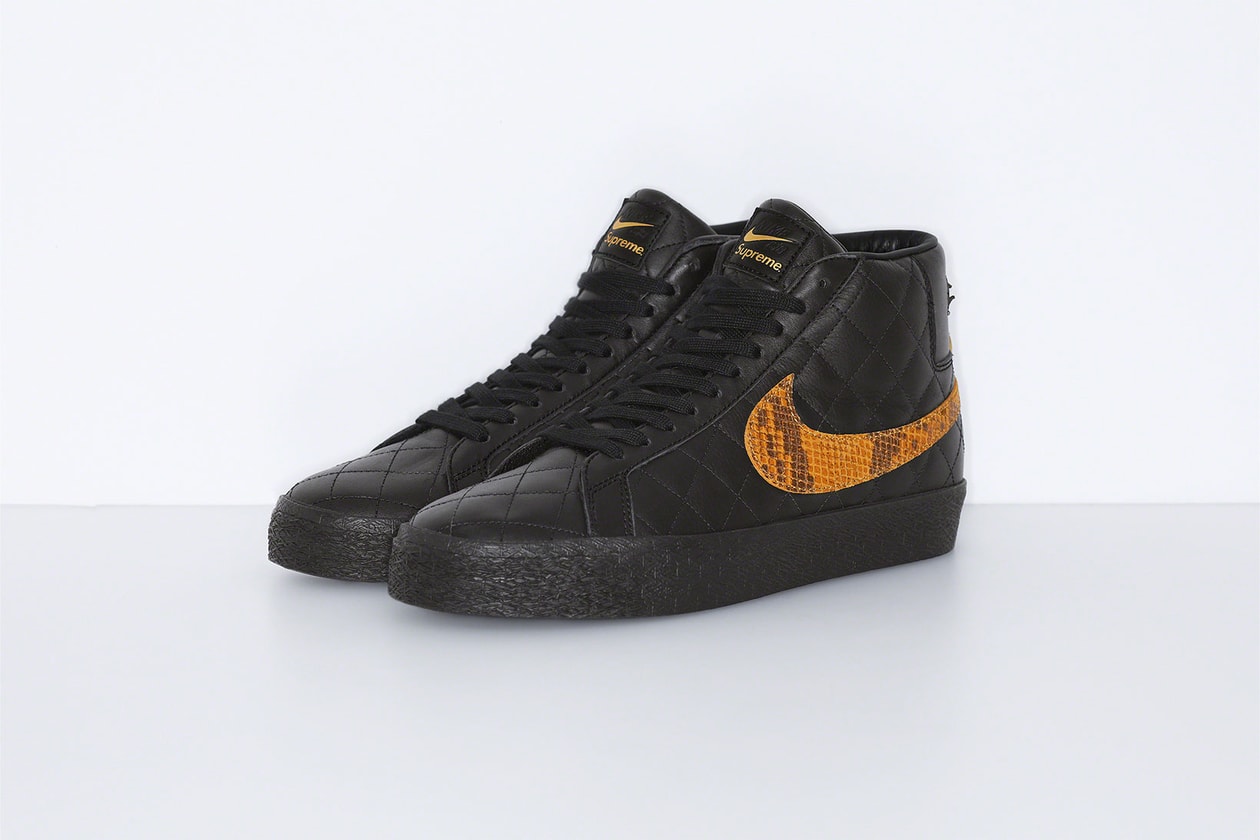 Supreme x Nike Blazer 2006 fake snakeskin Swoosh gold D-ring limited release
