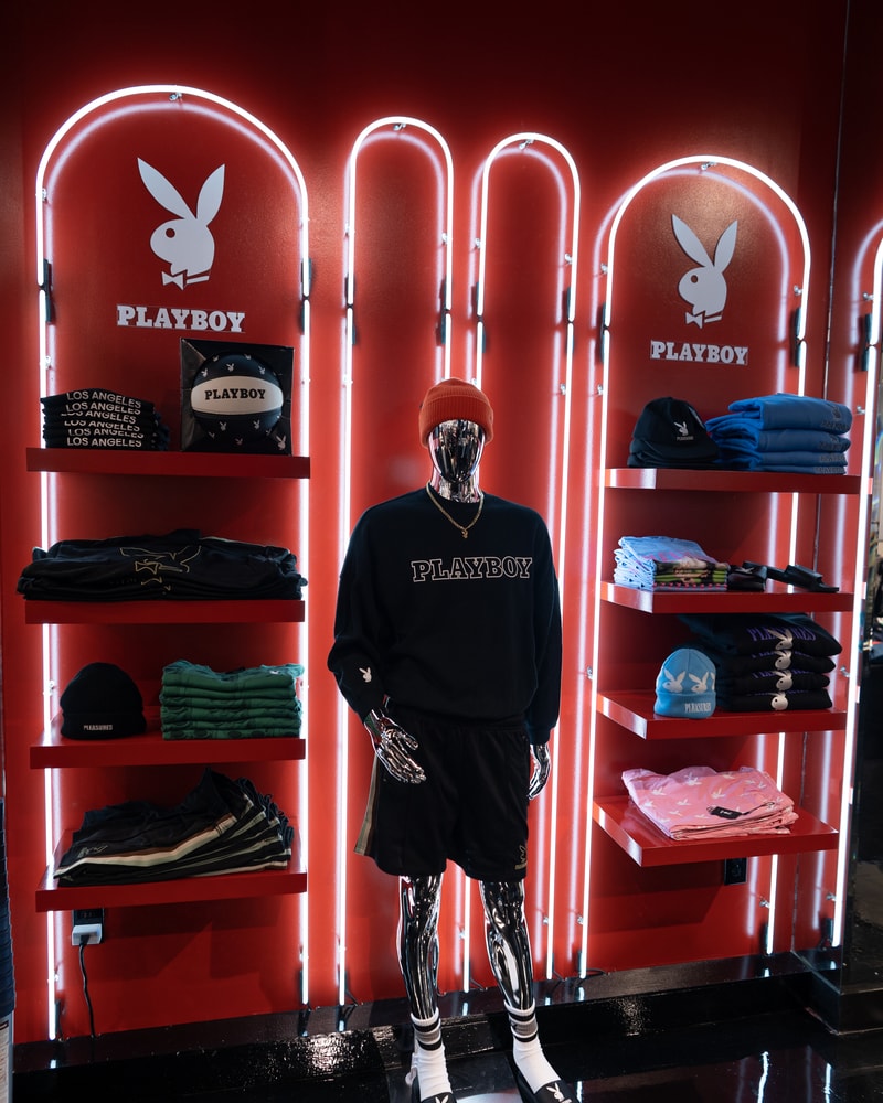 Hugh Hefner playboy costume playboy pop up store Los Angeles playboy hoodie
