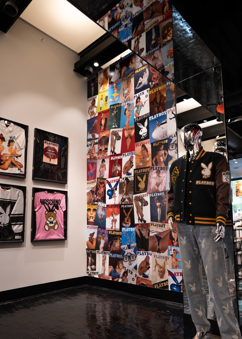 Hugh Hefner playboy costume playboy pop up store Los Angeles playboy hoodie