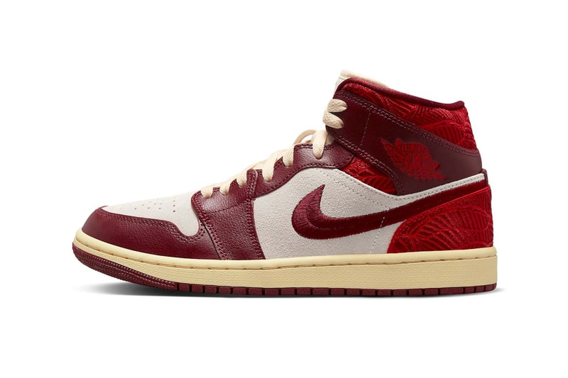 Air Jordan 1 Mid Womens Tiki Leaf University Red Team Red Muslin Sail DZ2820-601 Release Date