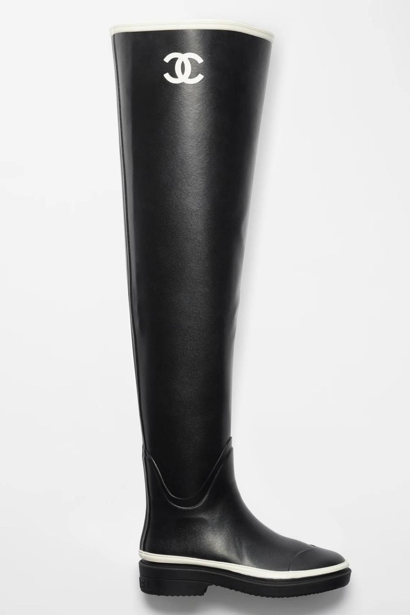 Chanel Thigh High Rain Boot Black White Dark Beige Release Date G39625 X56326 K5218