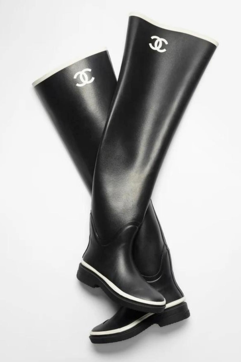 Chanel Thigh High Rain Boot Black White Dark Beige Release Date G39625 X56326 K5218