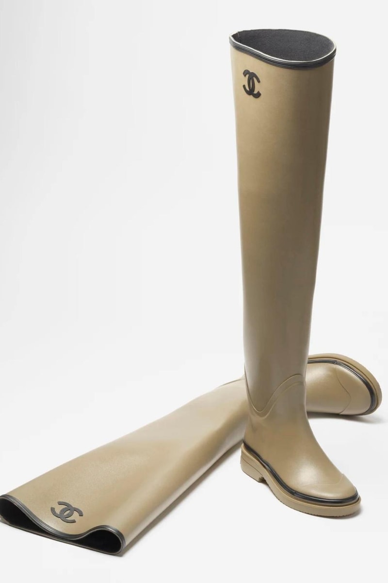 Chanel Thigh High Rain Boot Black White Dark Beige Release Date G39625 X56326 K5218