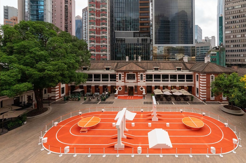 Hermes Fitness Event Pop-Up Hong Kong Boxing Ring Climbing Wall Kettlebells Ping Pong Table Images