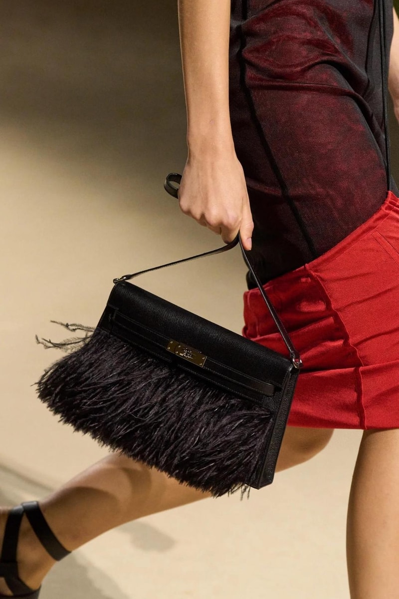 Hermes Paris Fashion Week Spring Summer 2023 Handbag Kelly Ostrich Feather