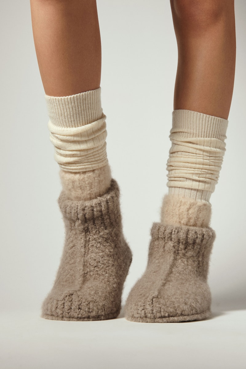 loro piana cashmere silk knitwear turtleneck slip dress slippers home Italy fall winter 2022